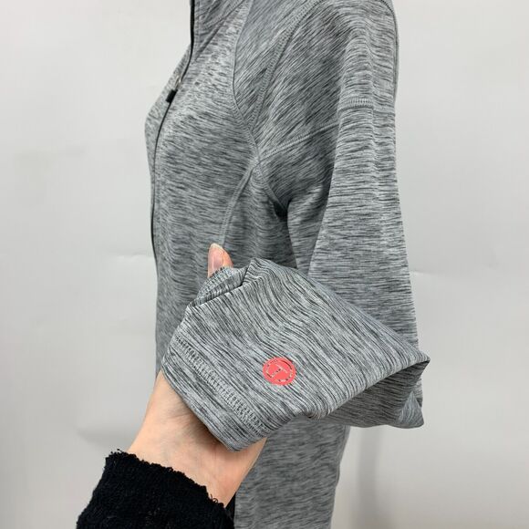 T by Talbots Jacket Womens M Medium Gray Spacedye Zip Up Thumbhole Mock Neck - Picture 6 of 13